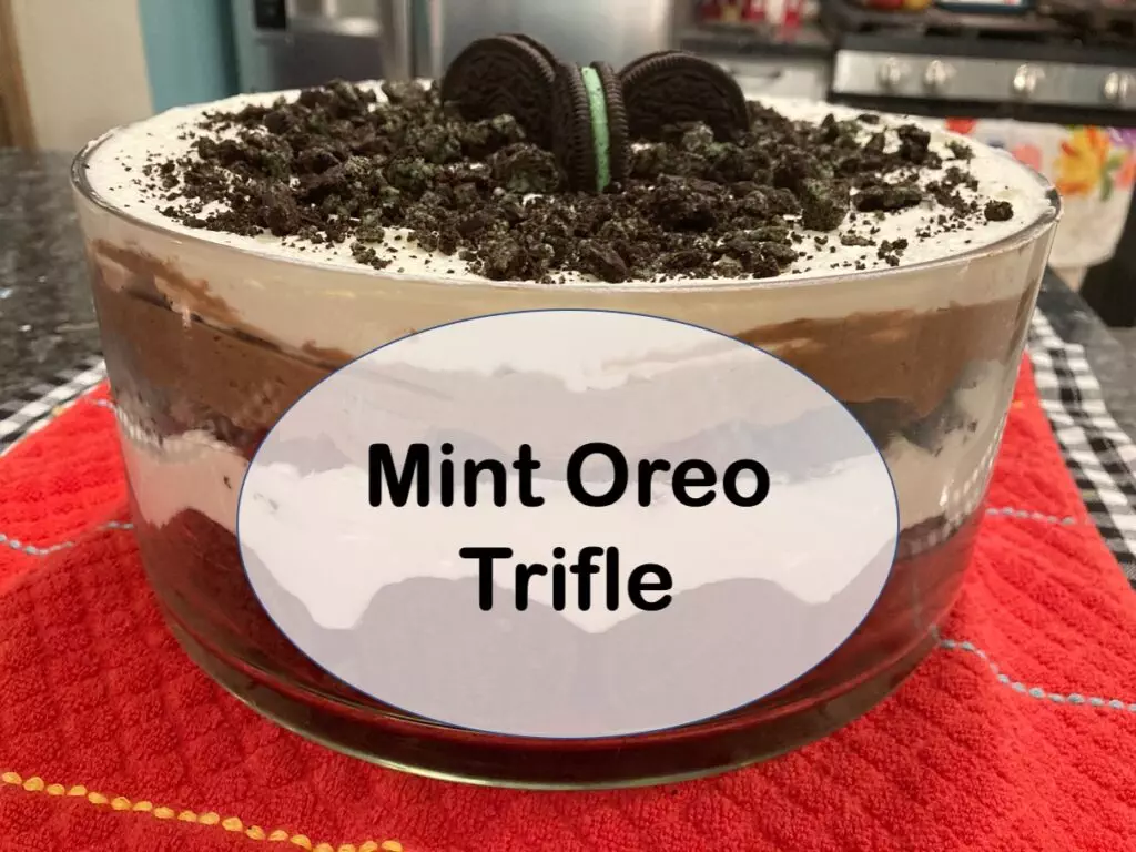 Mint Oreo Trifle in bowl