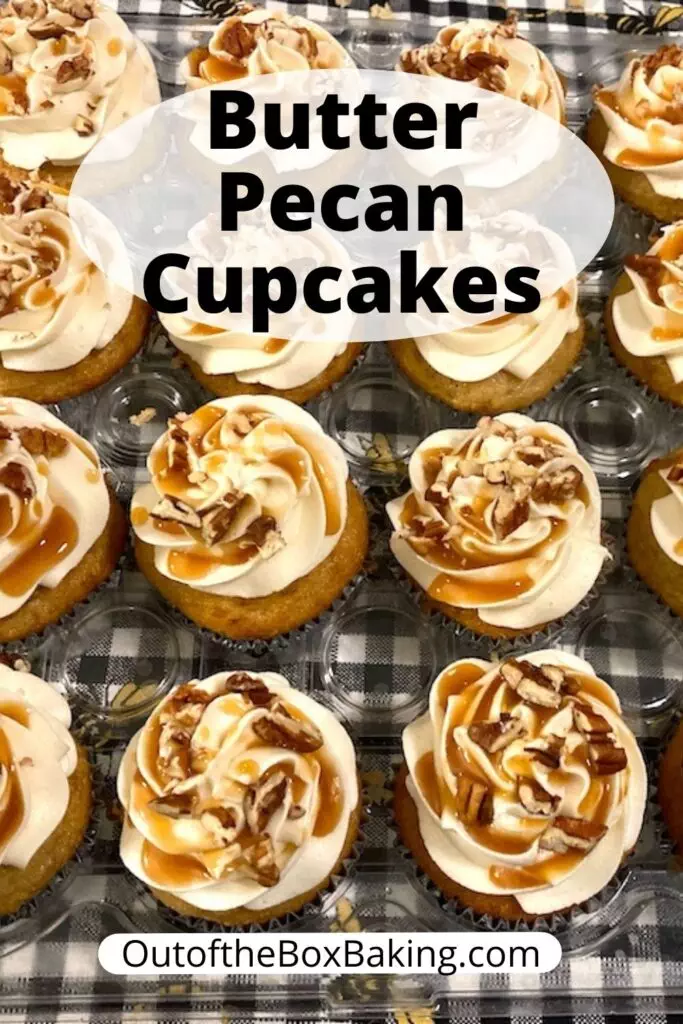 decorated butter pecan cupcakes