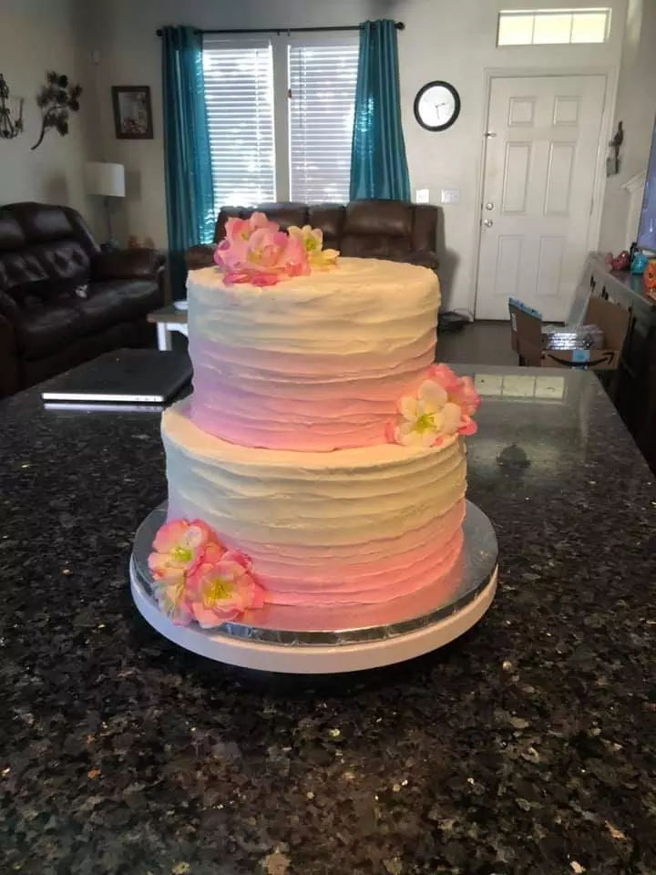 pink ombre baby shower cake