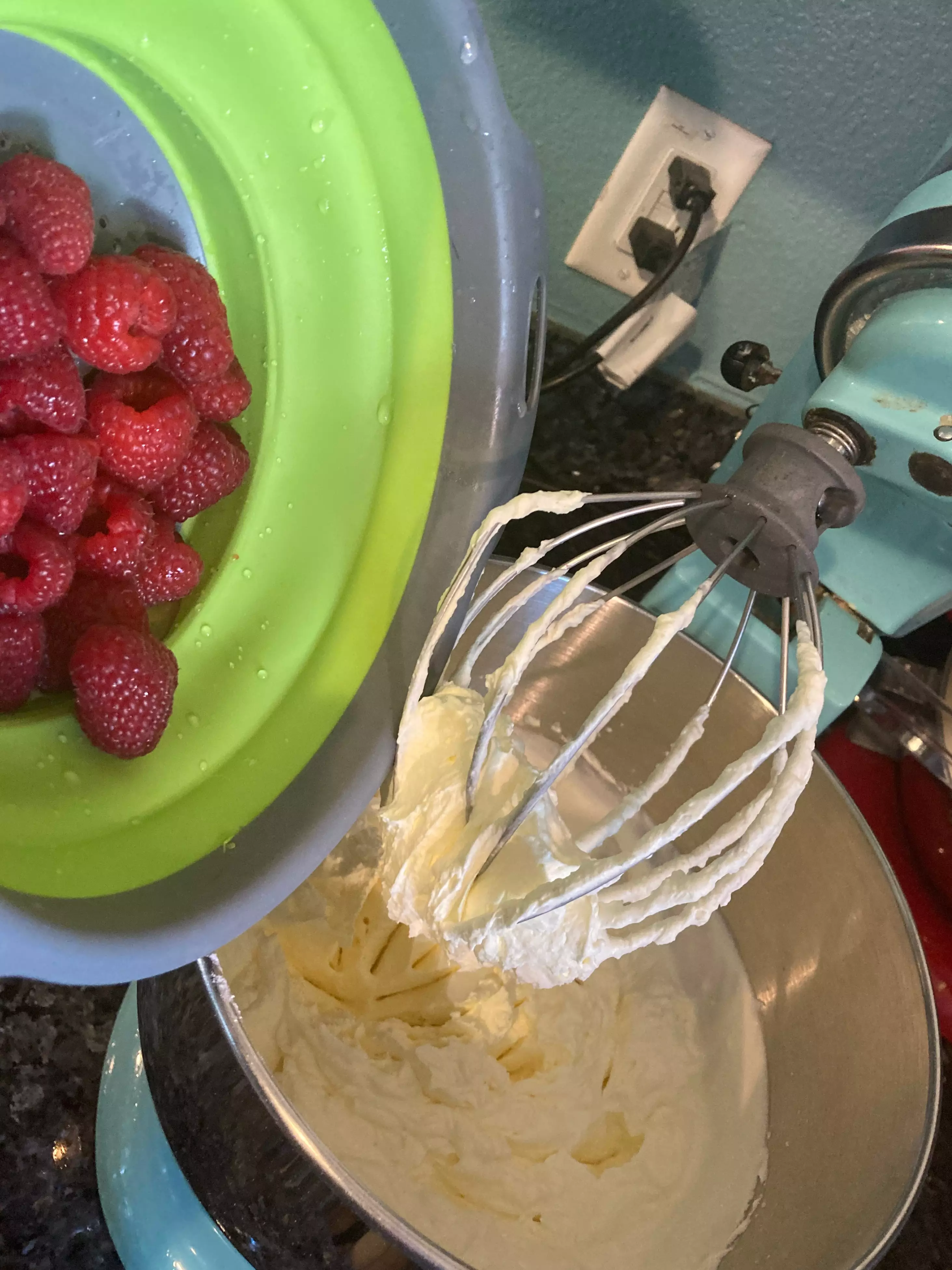 raspberries in whipped cream