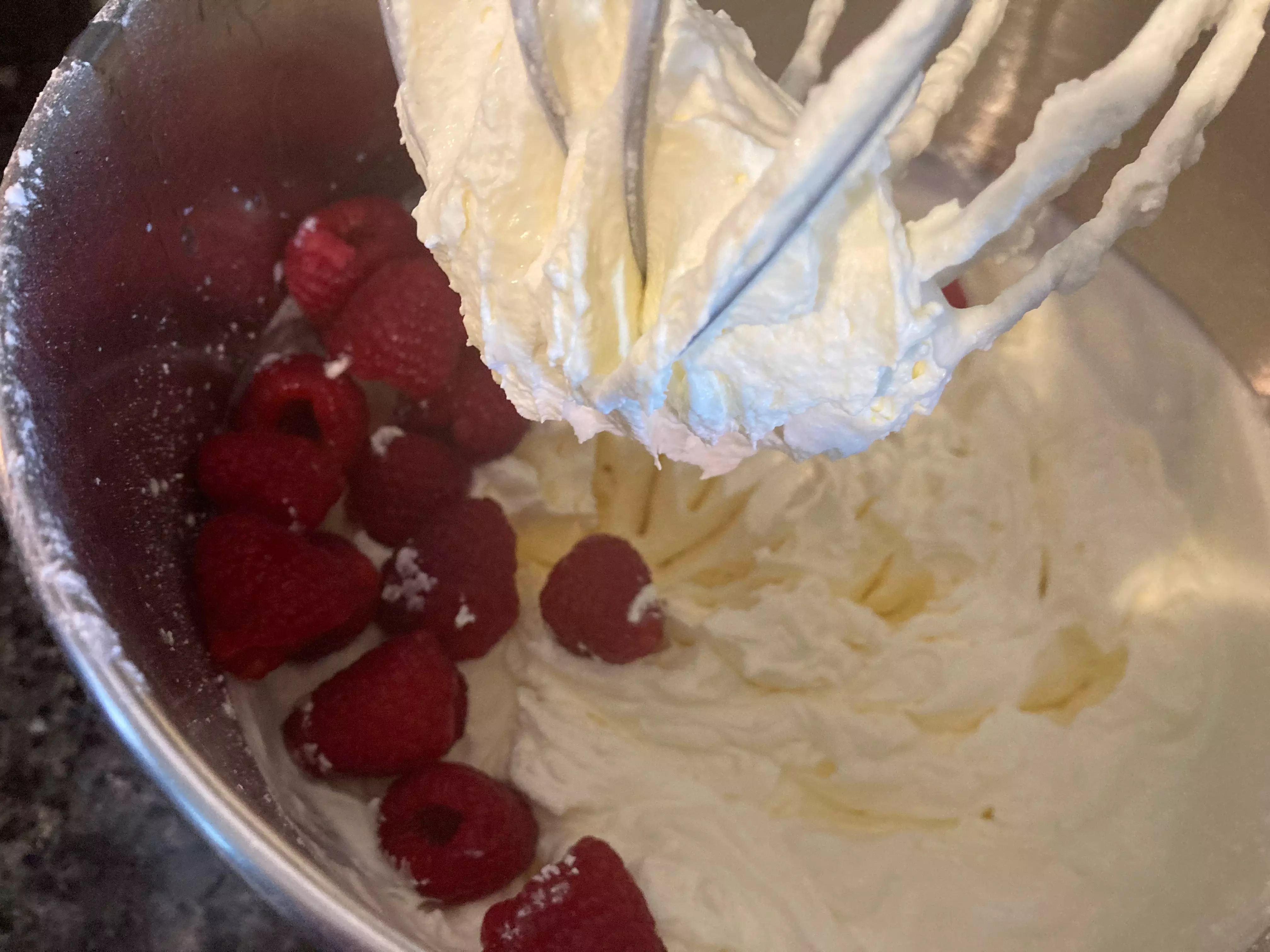 raspberries in whipped cream