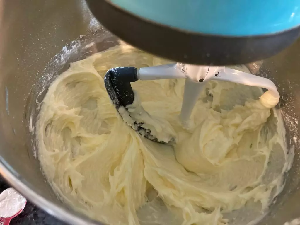 butter and sugar whipped