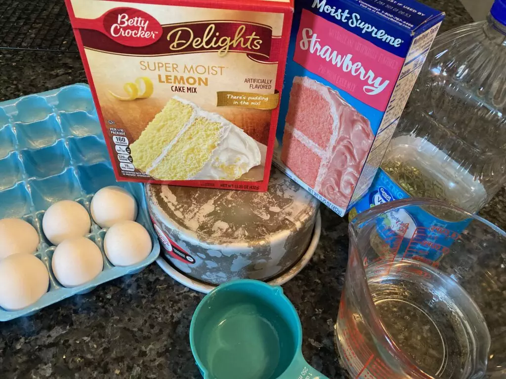 ingredients for strawberry lemonade cake