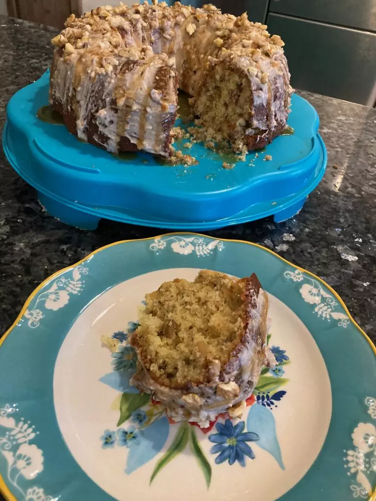 Luscious Brown Butter Walnut Cake with Maple Glaze from Out of the Box Baking.com