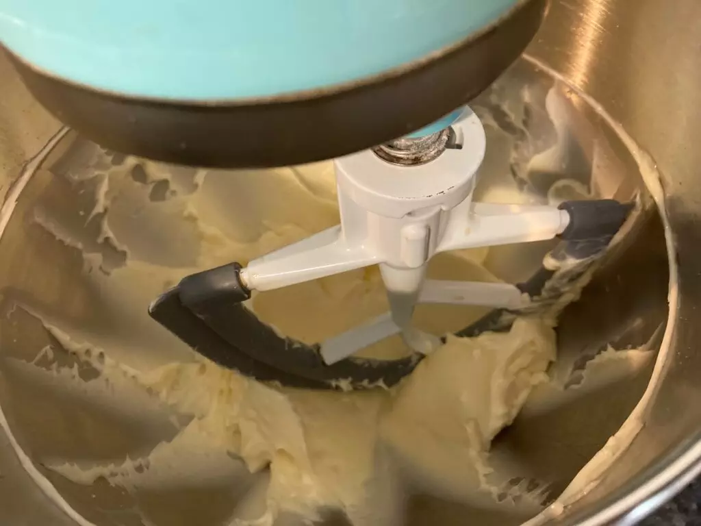 softened butter in mixer