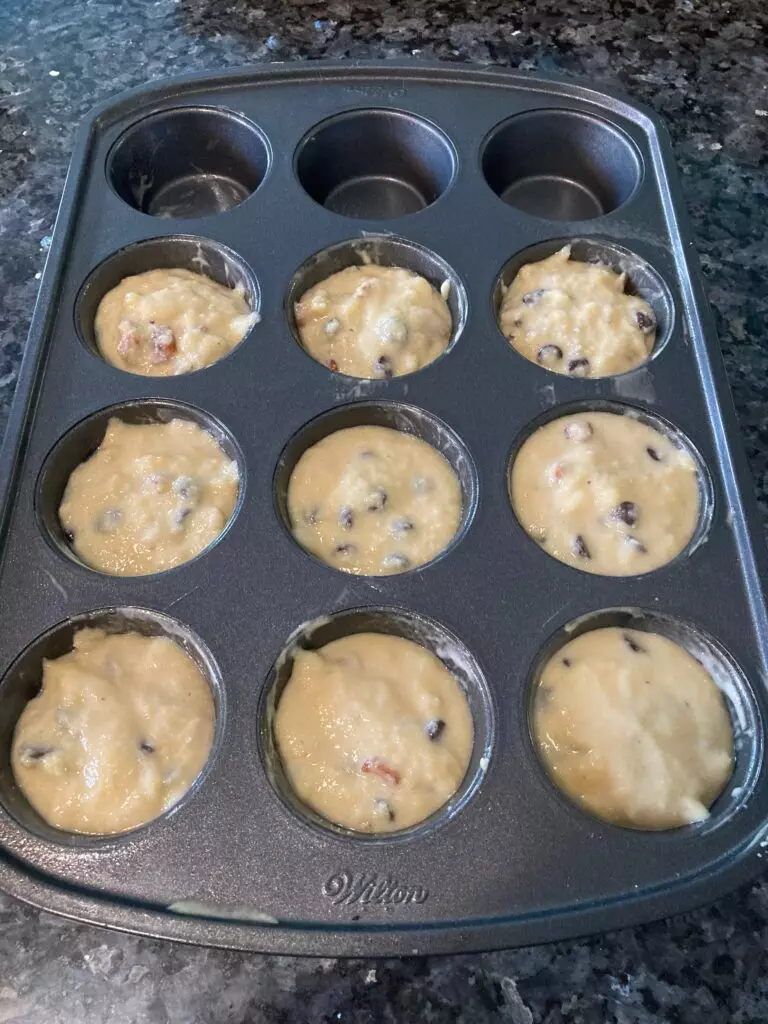 gluten free muffins ready to go in the oven