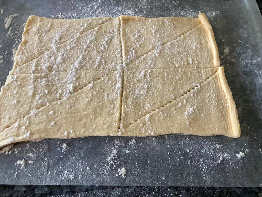 crescent rolls in a large rectangle