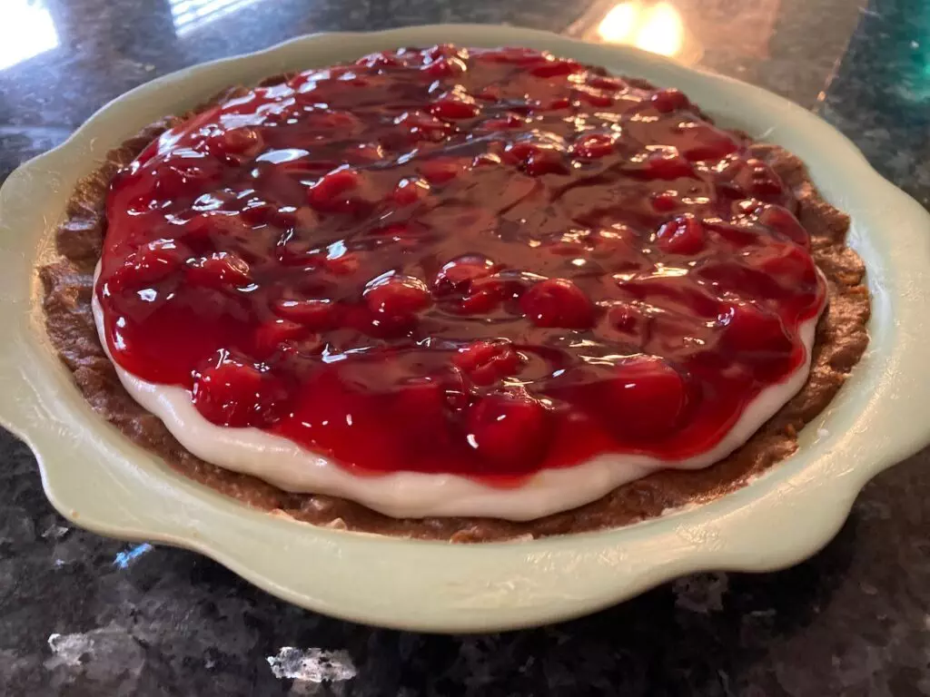 no bake cherry cheesecake pie from out of the box baking.com