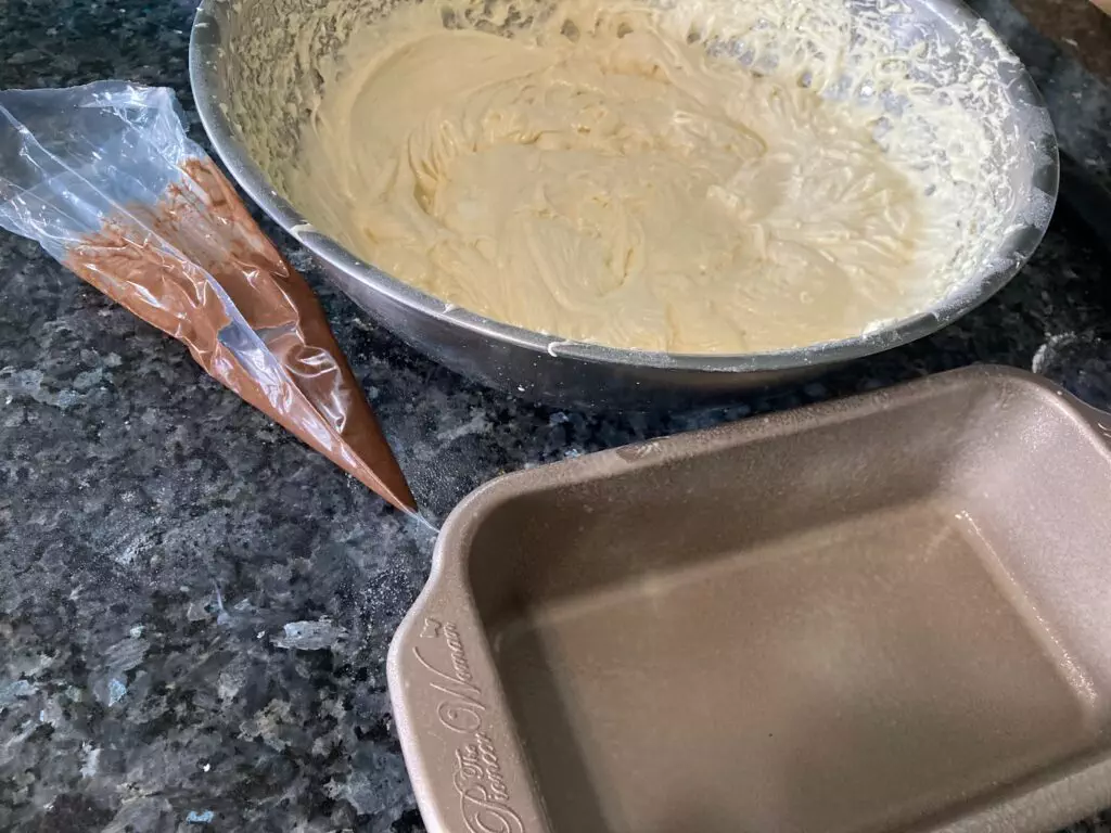 ready to fill pan with batter