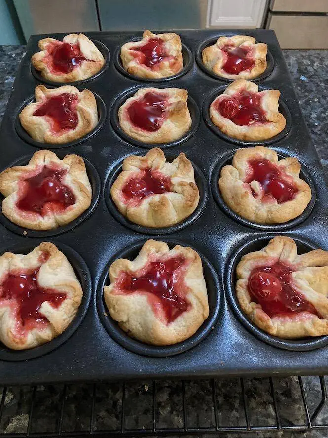 Easy Cake Mix Cherry Pies from Out of the Box Baking.com (baked, fresh from the oven)