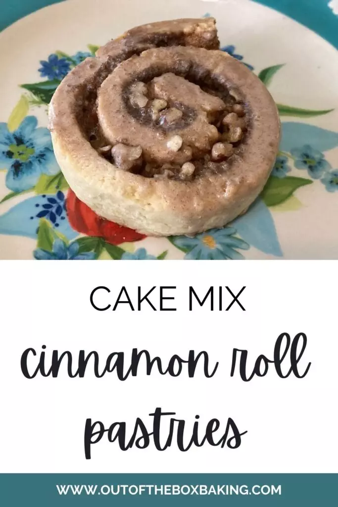 Cake Mix Cinnamon Roll Pastries (with cinnamon glaze) from www.outoftheboxbaking.com