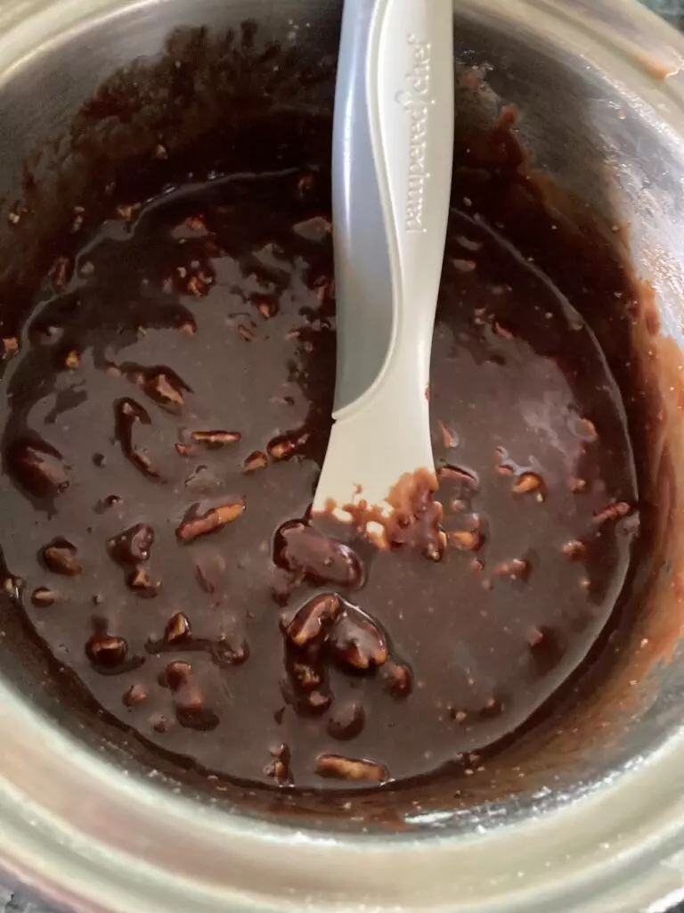 chocolate frosting with pecans