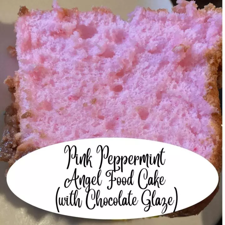 Pink Peppermint Angel Food Cake (with Chocolate Glaze)