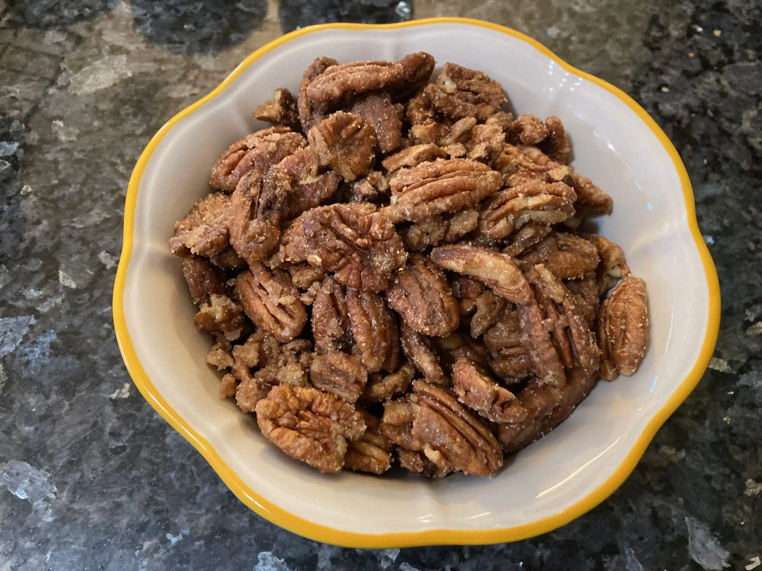 Candied pecans from Out of the Box Baking.com