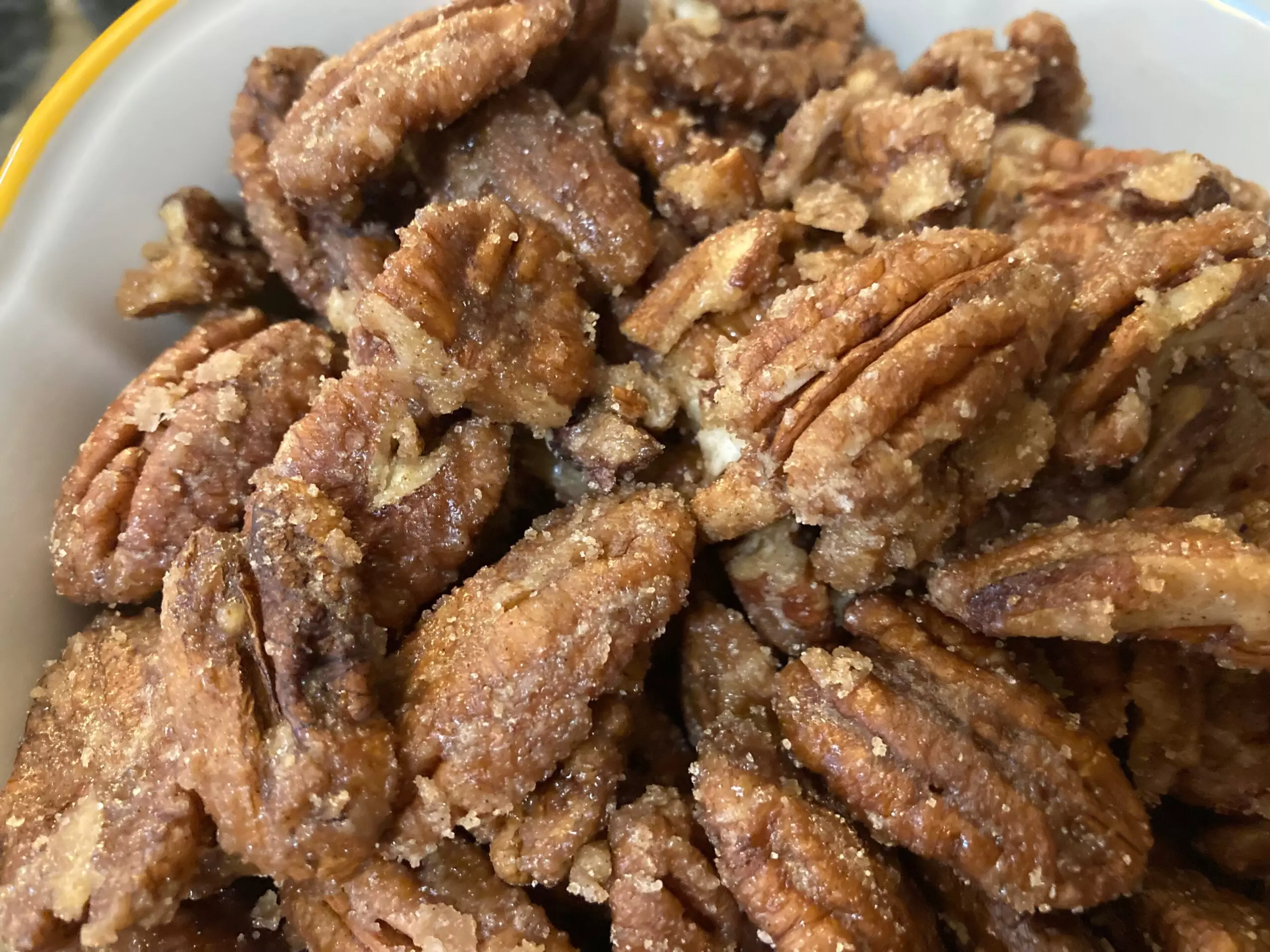Candied pecans from Out of the Box Baking.com