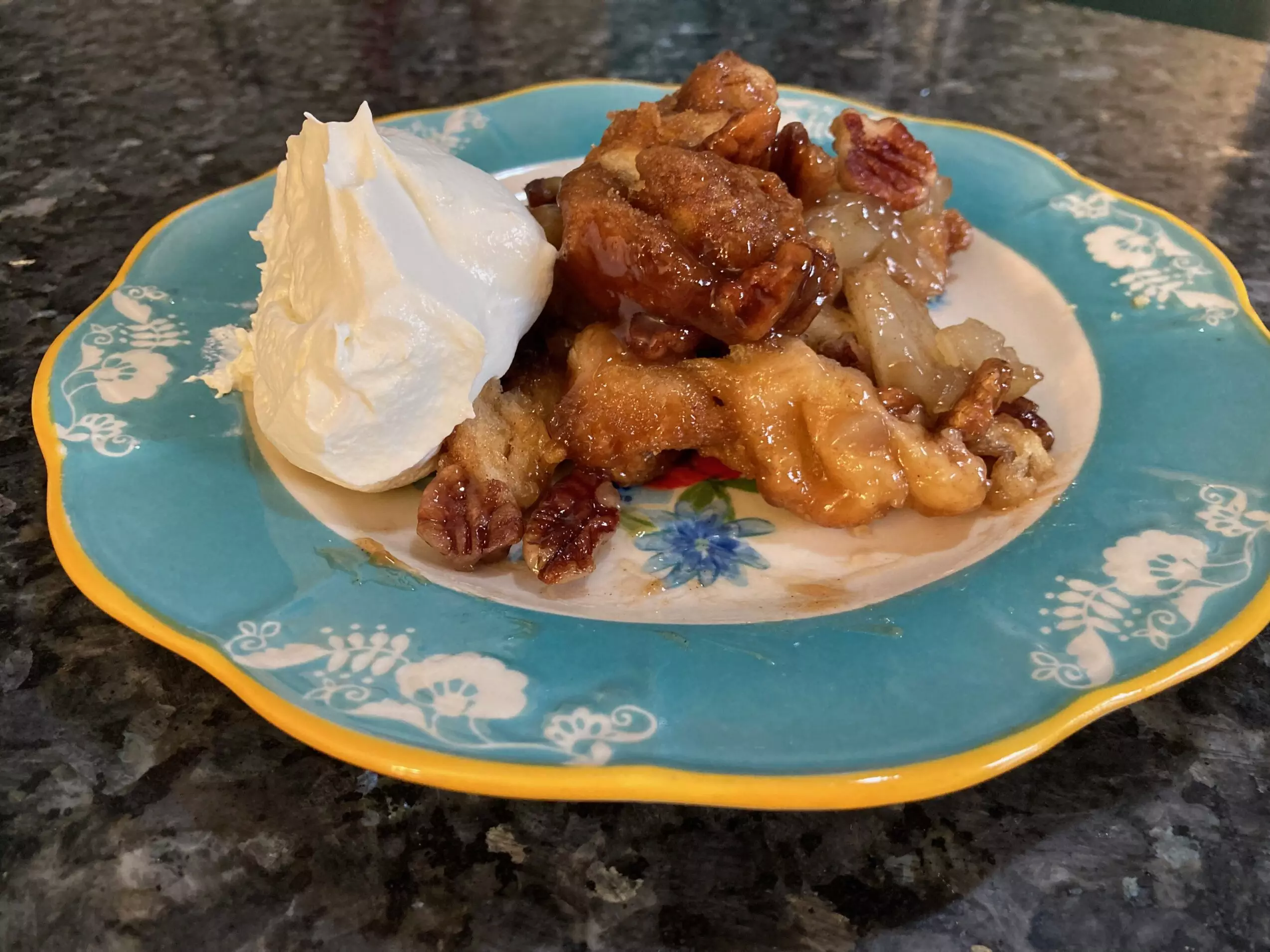 Scoop of Apple Pie Cobbler with Whipped Cream  from Out of the Box Baking.com