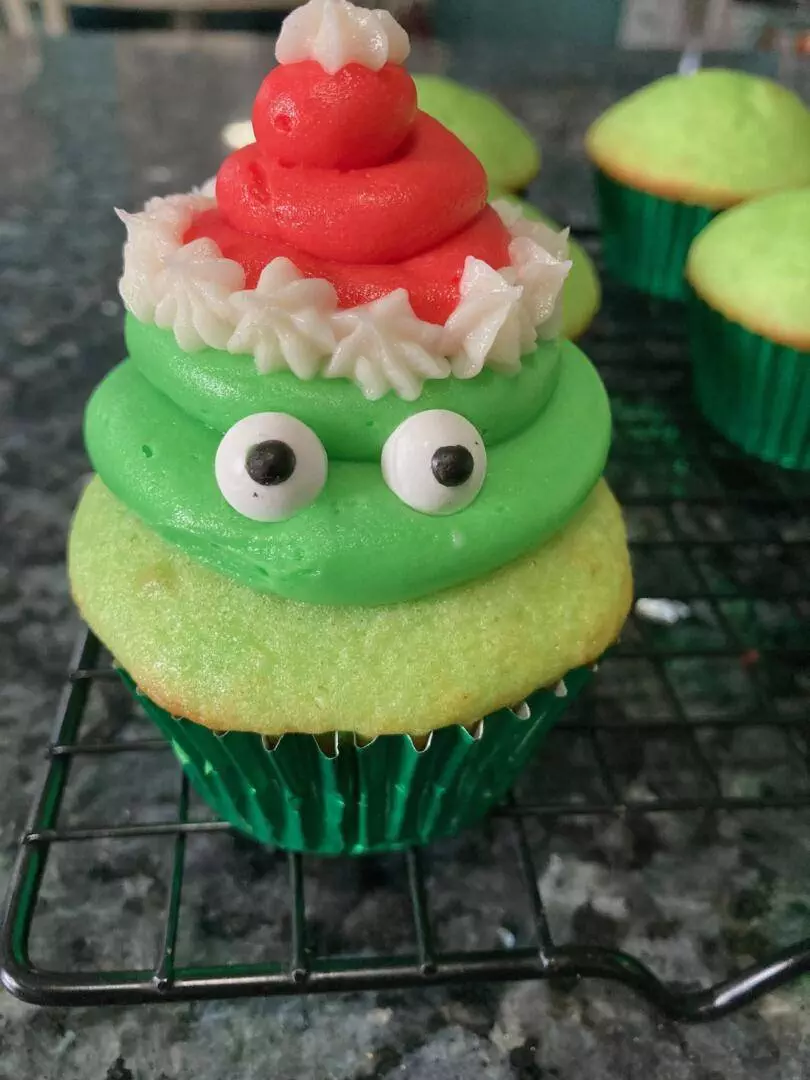 Grinch cupcakes from Out of the Box Baking.com