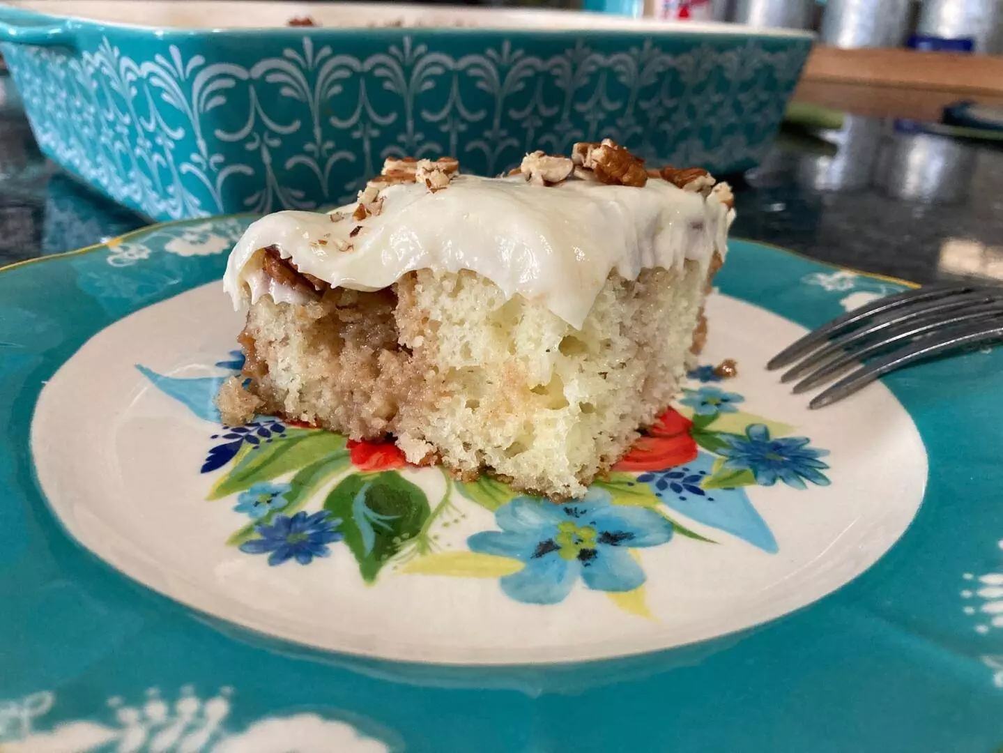 Cinnamon Roll Poke Cake from Out of the Box Baking.com