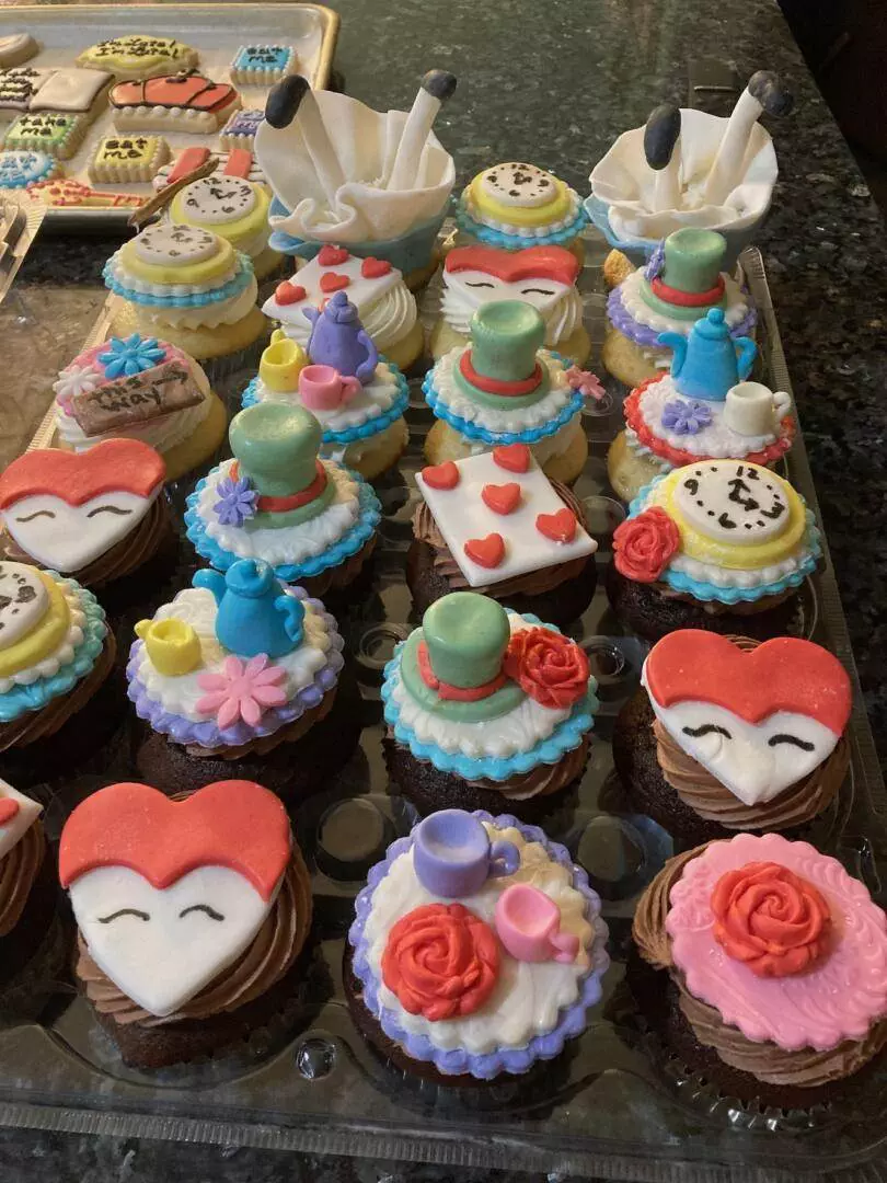 Alice in Wonderland Cookies and Cupcakes from Out of the Box Baking.com