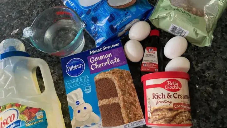 German Chocolate Pound Cake with Canned Frosting Baked Inside (from Out of the Box Baking)
