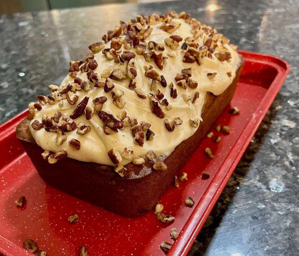 Easy Carrot Bread with Cream Cheese Frosting from Out of the Box Baking.com