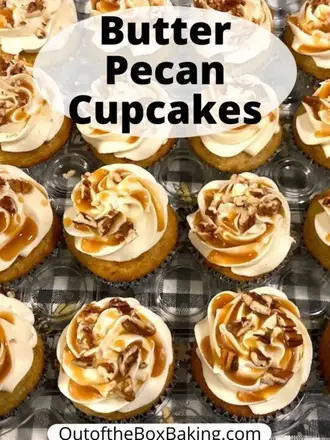 Butter Pecan Cupcakes with Brown Butter Frosting from Out of the Box Baking
