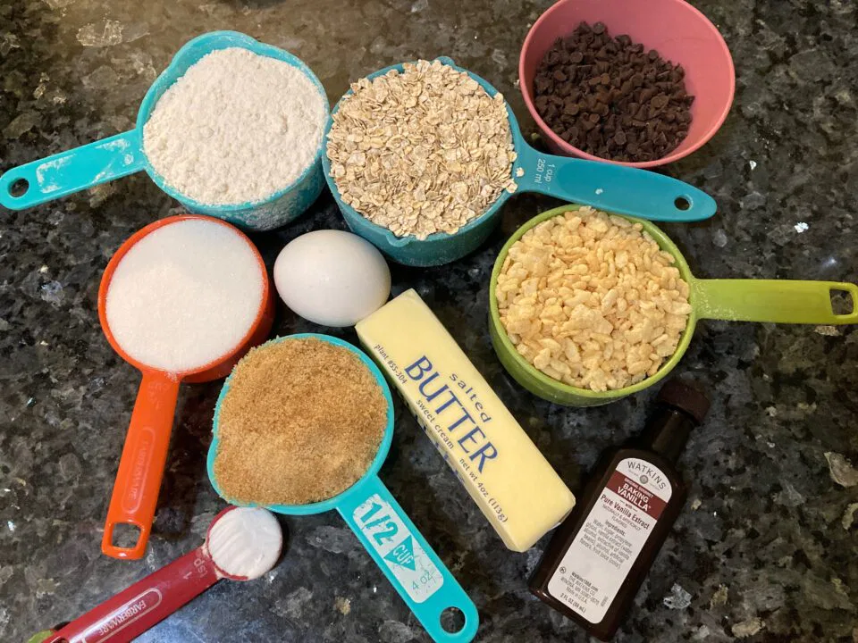 Oatmeal Rice Krispie Cookies with Chocolate Chips Out of the Box Baking