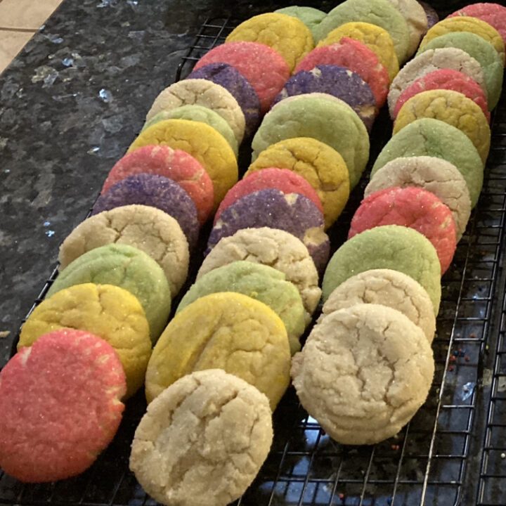 Sugar crinkle cookies with colored sugars