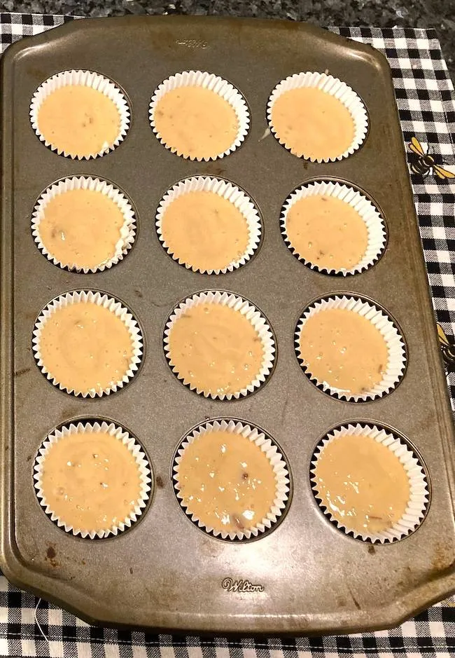 batter in cupcake tin