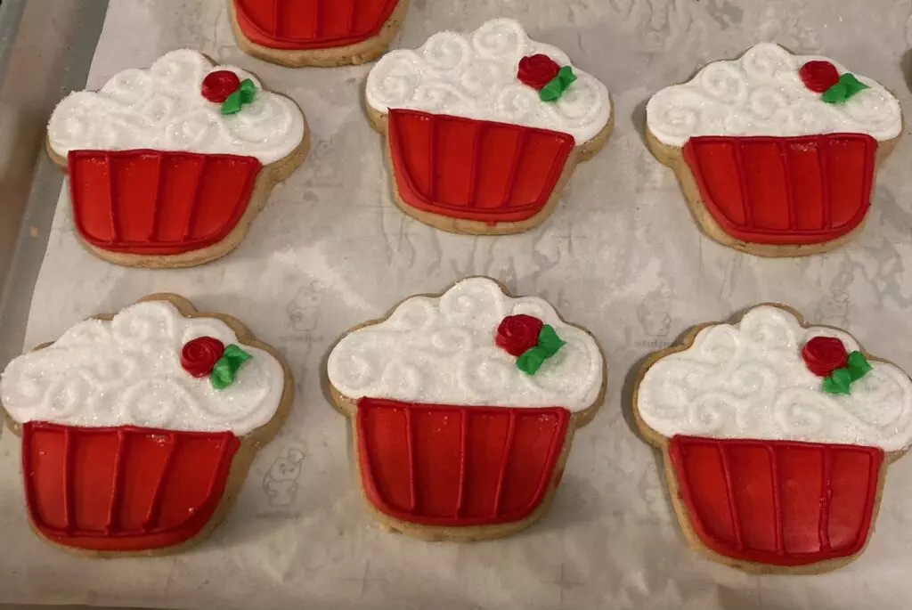 Christmas cookies, red and white
