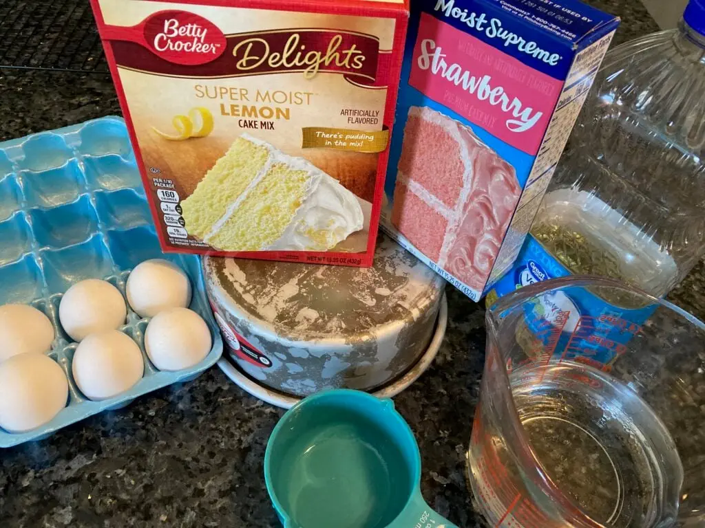 ingredients for strawberry lemonade cake