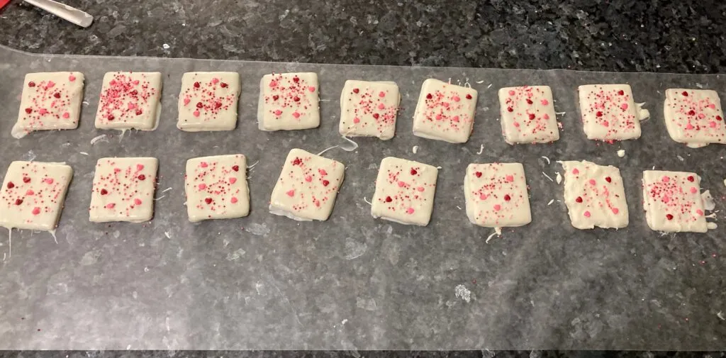 chocolate covered graham crackers with sprinkles