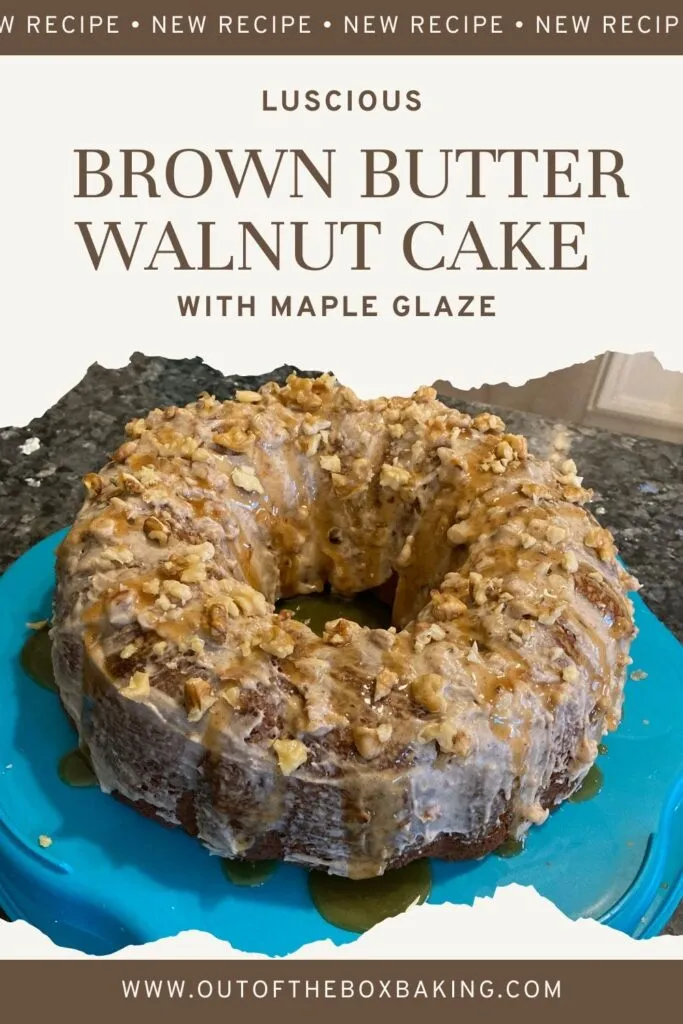 Luscious Brown Butter Walnut Cake with Maple Glaze from Out of the Box Baking.com