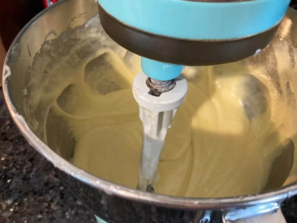 pound cake batter after adding eggs