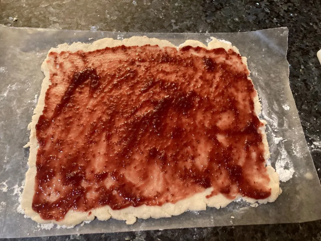 dough spread with preserves