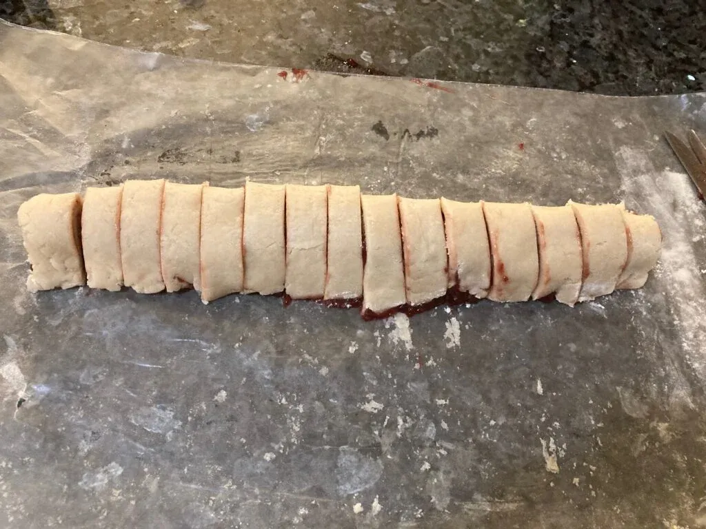 raspberry pinwheels, cut and ready