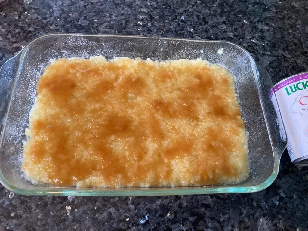 brown sugar on top of crushed pineapple