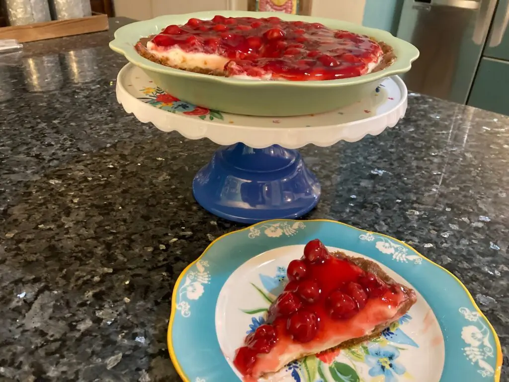 no bake cherry cheesecake pie from out of the box baking.com