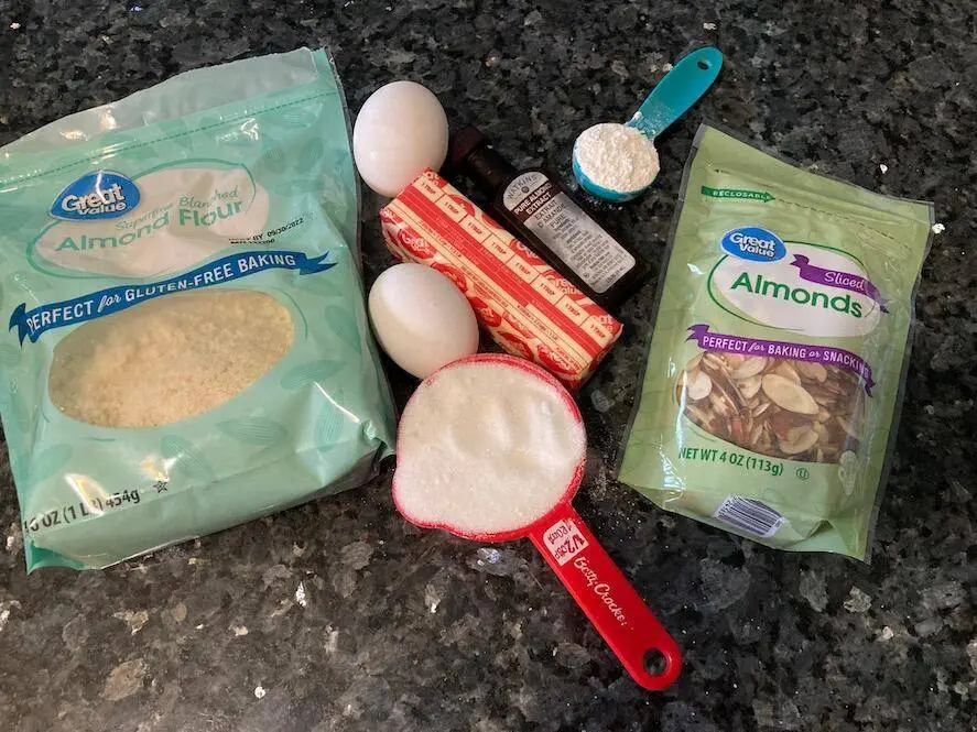 ingredients for almond tea cake filling from out of the box baking.com