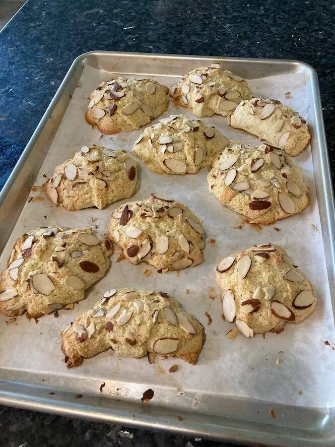 almond tea cakes, hot from the oven