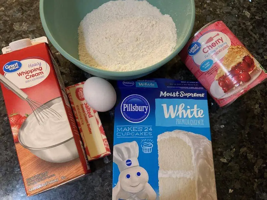 Easy Cake Mix Cherry Pies from Out of the Box Baking.com (ingredients)