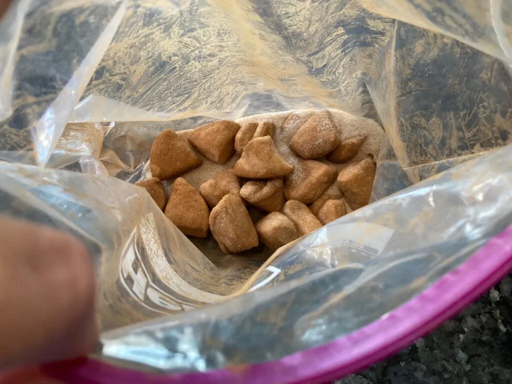 biscuit pieces covered in cinnamon and sugar