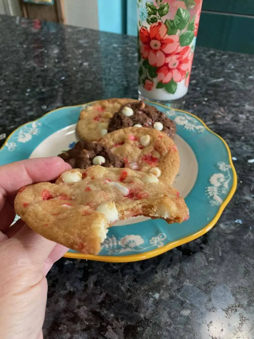White Chocolate Candy Cane Cookies (two ways) from Out of the Box Baking.com.