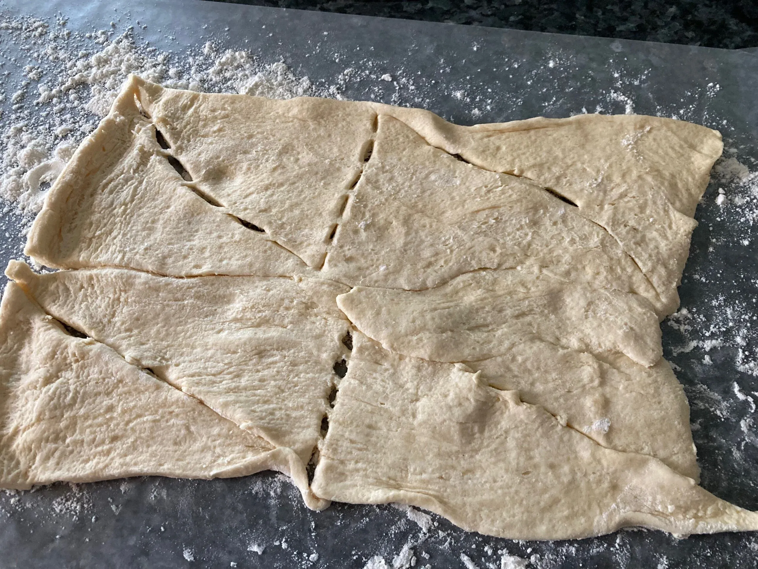 Crescent rolls rolled out from Out of the Box Baking.com