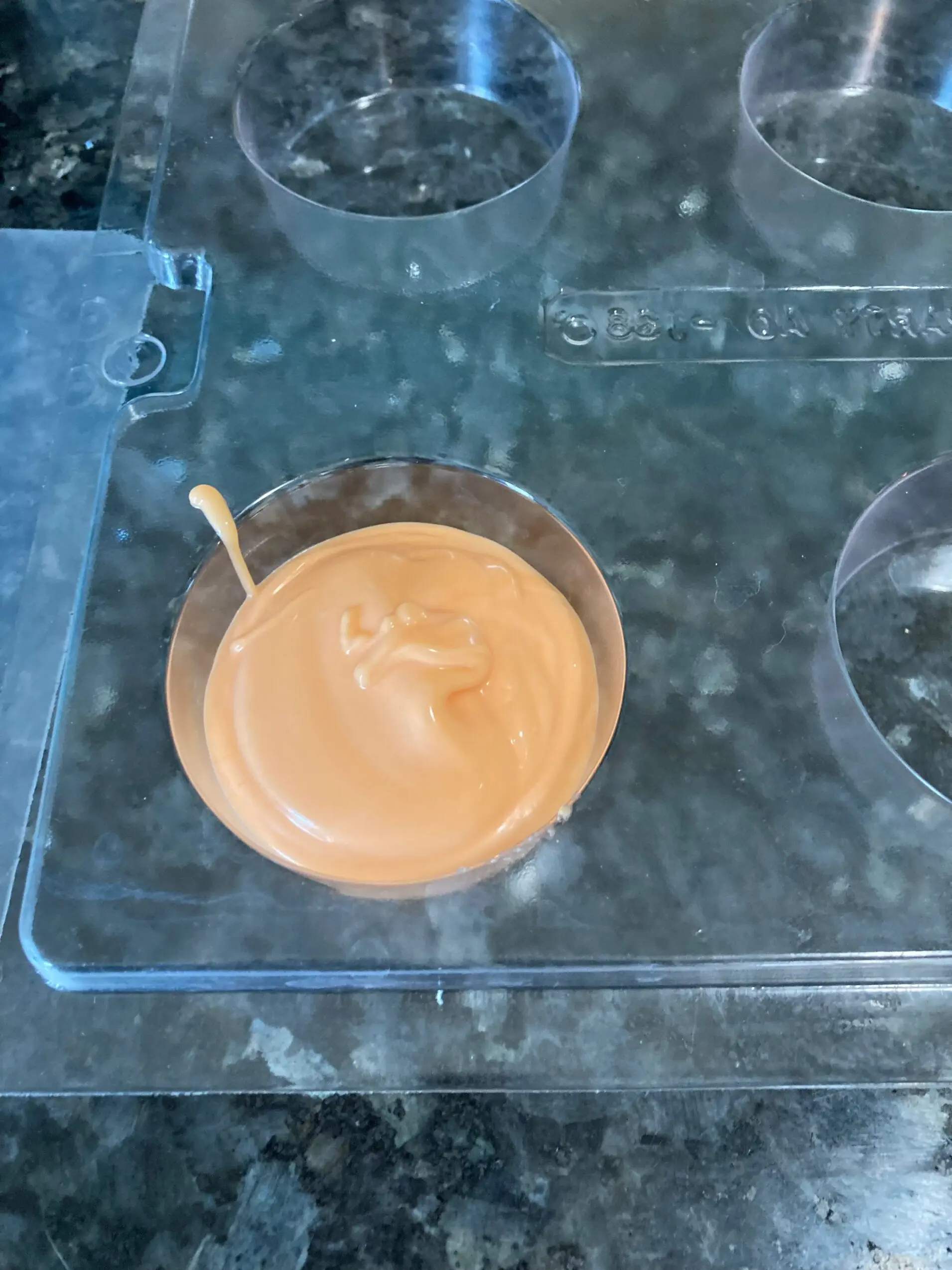 Melted chocolate in mold