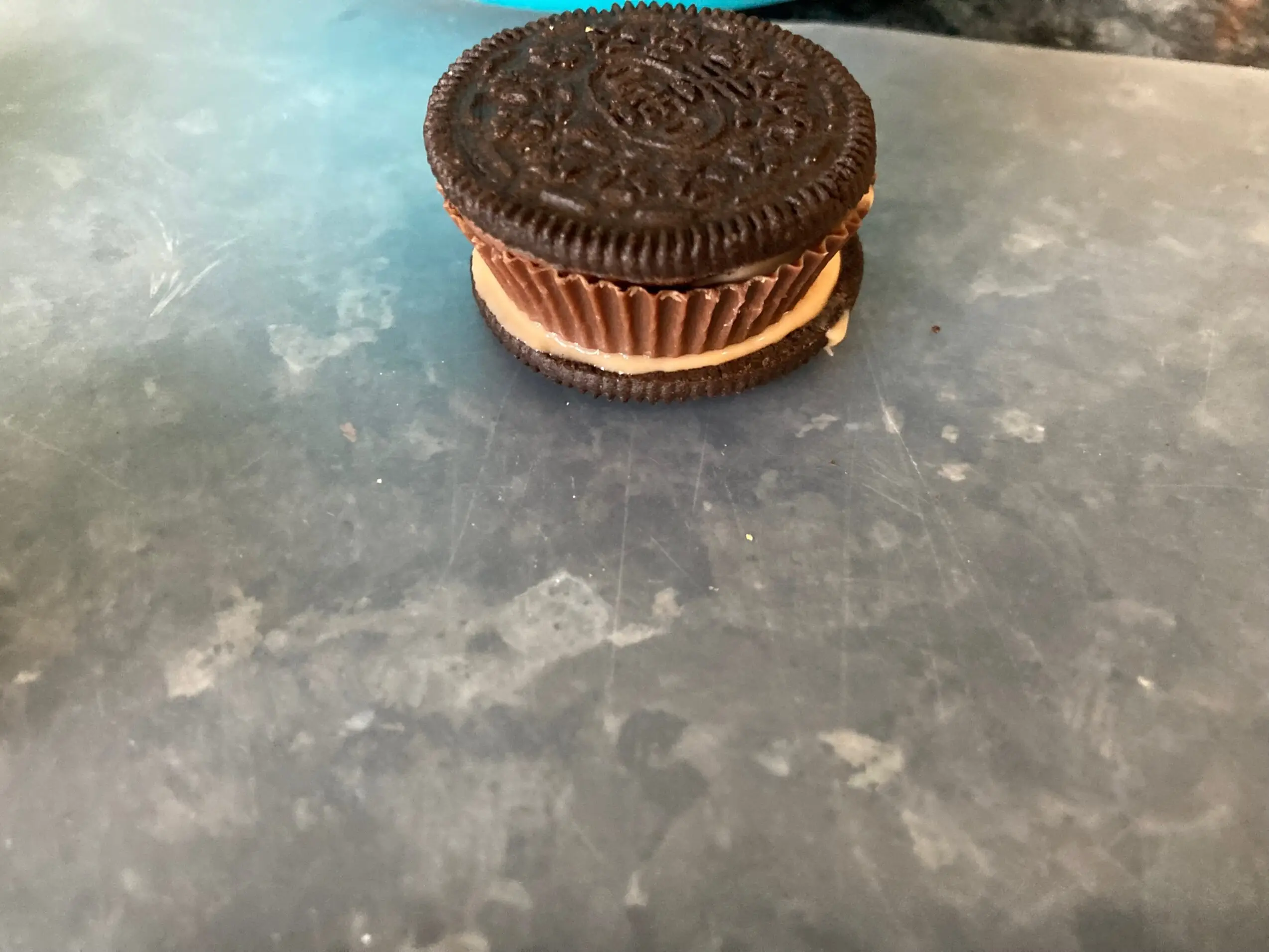 Oreo Peanut Butter Pumpkins, put together.
