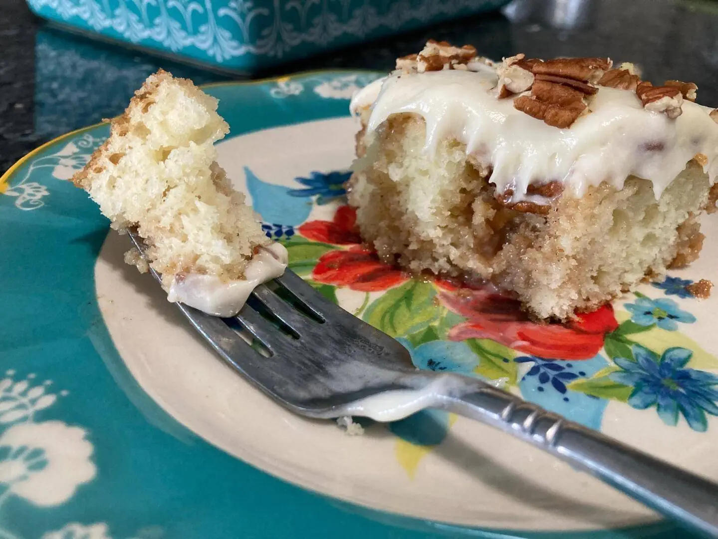 Cinnamon Roll Poke Cake from Out of the Box Baking.com