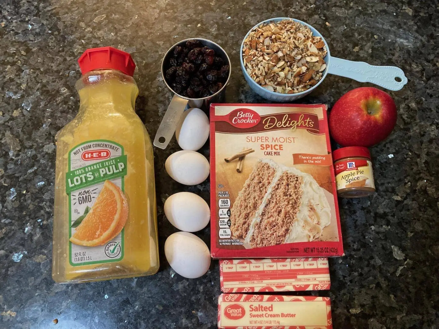 Christmas spice cake ingredients from Out of the Box Baking.com