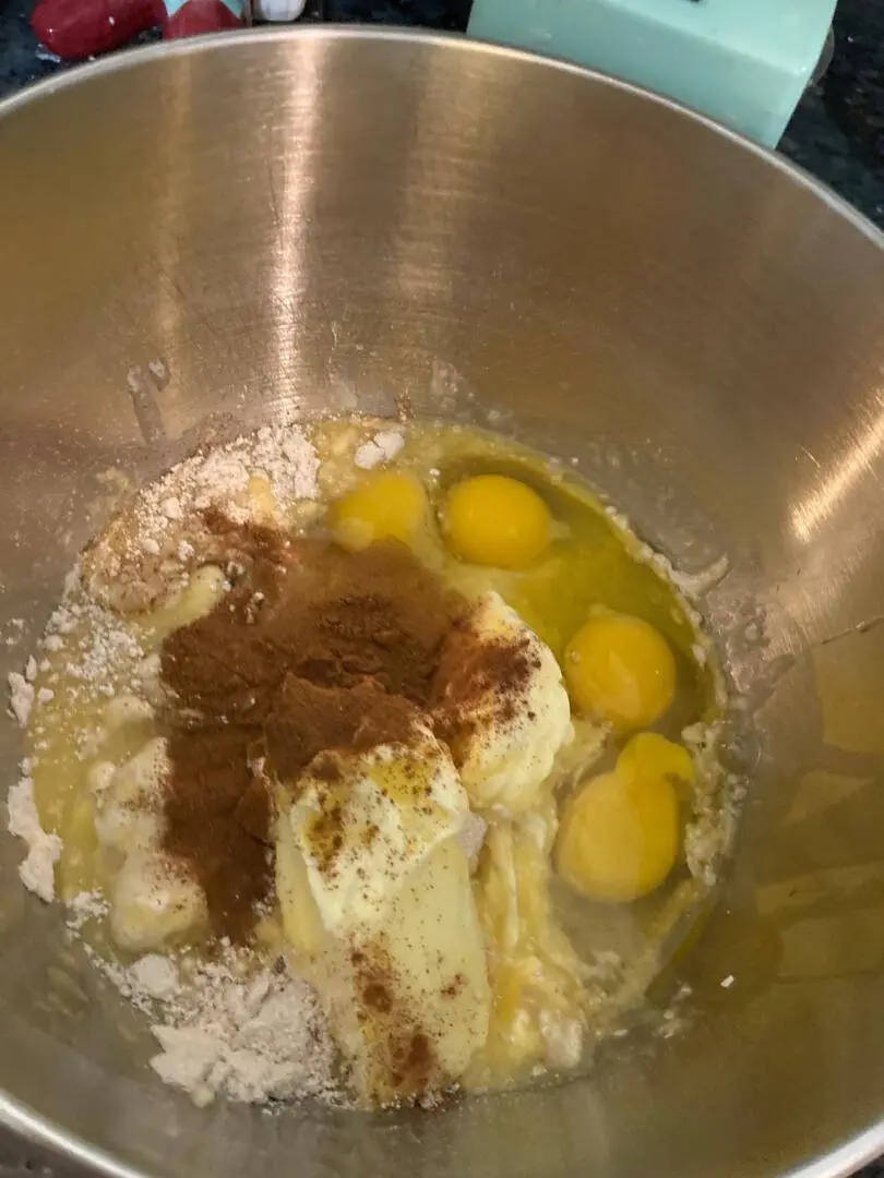 Spice cake ingredients in bowl