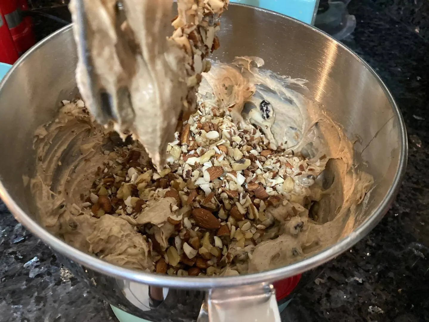 spice cake batter with nuts